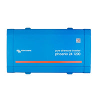 Front view of Victron Energy Phoenix 24 1200 pure sinewave inverter, blue casing
