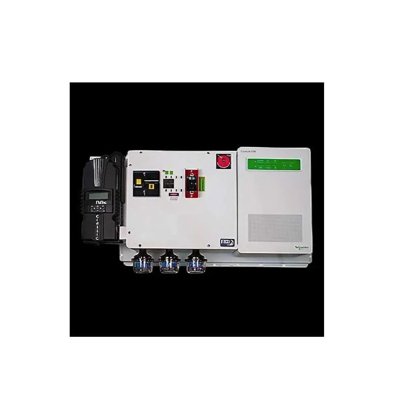 MidNite Solar MNSW4048-CL150 electrical control panel with digital display on black background