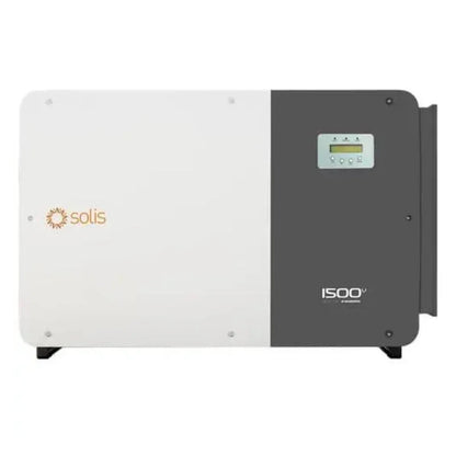 Solis 185K EHV 5G US PLUS solar inverter, front view, gray and white housing, display screen