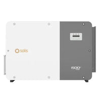 Solis 125K1 EHV 5G solar inverter front view, white and gray unit with display screen