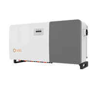 Solis S5 GC100K-US solar inverter, white and gray housing, front panel display