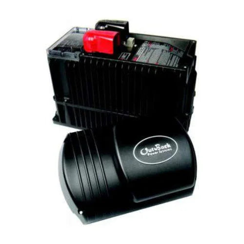 OutBack Power FX2024EMT black inverter charger with visible logo and ribbed casing