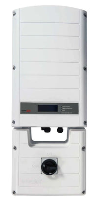 Front view of SolarEdge SE7600A-USS2RNCB2 solar inverter with control switch