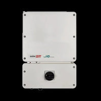 SolarEdge SE10000H-US inverter front view, white enclosure with HD-Wave logo, wall-mounted