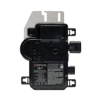 Front view of Enphase IQ8PLUS microinverter with label and branding visible