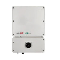 SolarEdge SE3800H-US HD-Wave white inverter front view with logo and switch