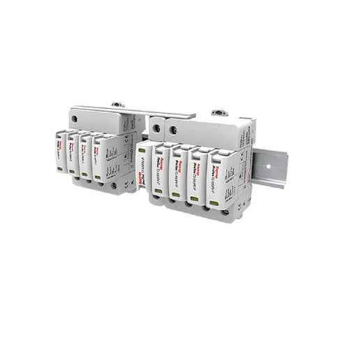 SMA Solar DC surge protection kit Type 1+2 front view mounted on DIN rail
