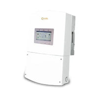 Solis RHI-1P8K-HVES-5G white solar inverter with digital display front view