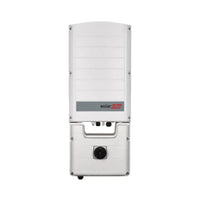 SolarEdge SE14.4K-USR28BN inverter front view, white panel with logo, isolated on white