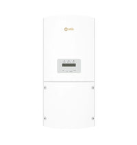 Solis white solar inverter with LCD display and control buttons, front view