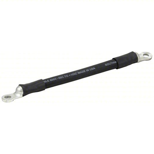 4/0 AWG Black Battery Cable with Black Heatshrink, 12", 3/8 Lug