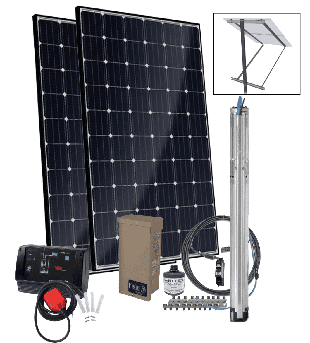 Grundfos 3 sqf-3 Pre-designed SQFlex Solar Water Pumping Kit | 2.6 to 3 gpm | 260 to 655 feet lift