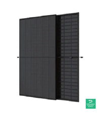 Two black solar panels on a white background