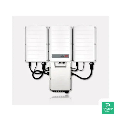 SolarEdge SE100K-USRP0BNU4 three-phase inverter with white panel design and visible wiring