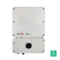 SolarEdge SE5000H inverter front view, white metal casing, HD-Wave technology logo visible