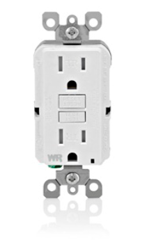Receptacle, 15amp, GFCI, White, Leviton WT599-W