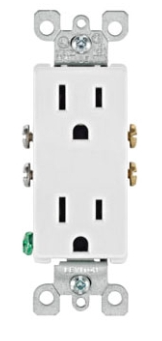 Receptacle, 15amp, Decora, White, Leviton 5325-W