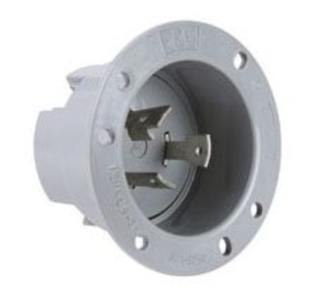 Receptacle, Recessed 30amp 3 prong 120VAC inlet, P&S L530-FI
