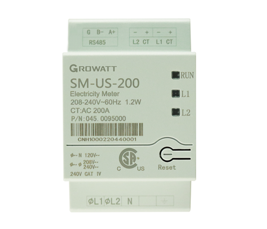 Growatt SM-US Smart Meter with 2 CTs (200A) – for MIN/SPH/SPF ESS Management