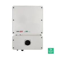 SolarEdge SE3000H-US HD-Wave inverter front view, white box with branding and black knob