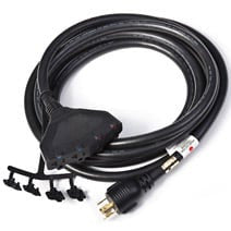 20 Foot 30 Amp Portable Generator Cord with NEMA L1430P and 4 NEMA 520R Outlets By Generac | 6112