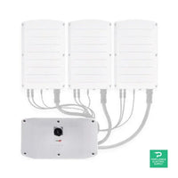 SolarEdge SE43.2K-US02IBNZ4 inverter front view with connected cables and three modules