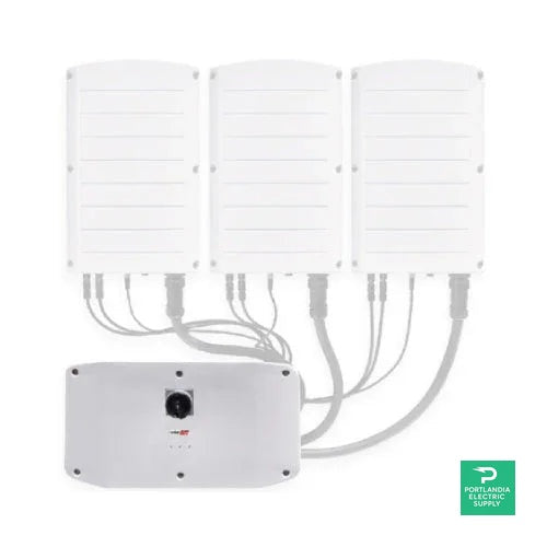 SolarEdge SE50K three-phase solar inverter with multiple cable connections, front view