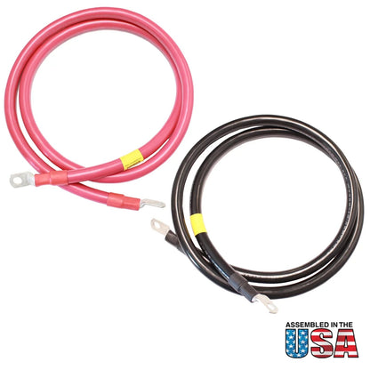 2 AWG Battery & Inverter Cable |  Black Or Red | With 3/8" or 5/16" Lugs