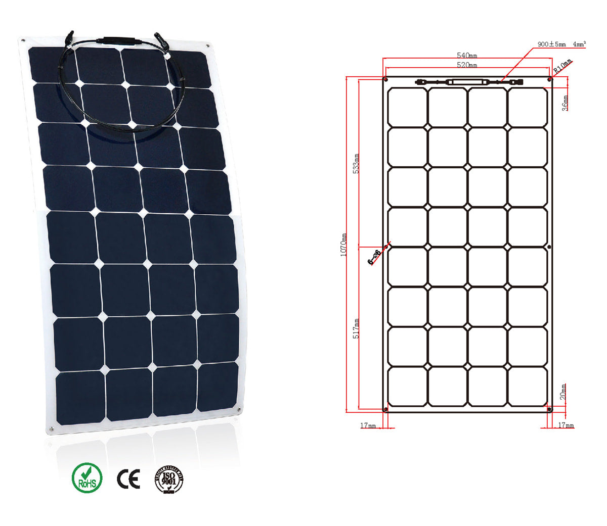 FGET 115W Monocrystalline Solar Panel, view 2