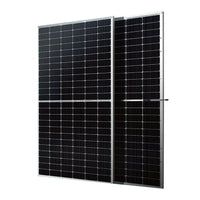 Two solar panels side by side on a white background