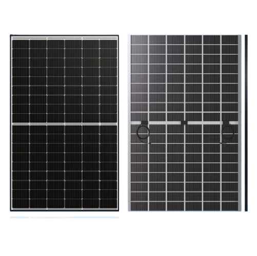 Two solar panels side by side on a white background
