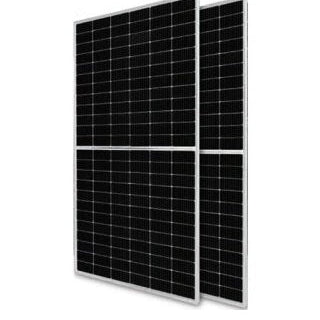 Two solar panels side by side on a white background