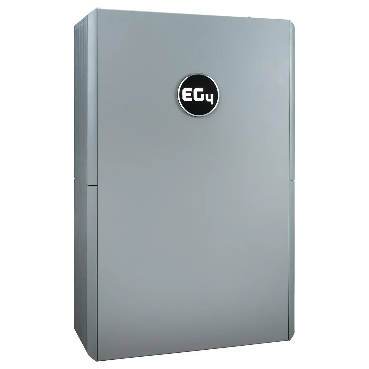 EG4 WallMount All Weather Battery mounted on an exterior wall, showcasing its rugged, weatherproof design and LCD touchscreen interface