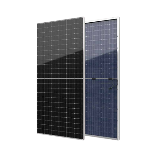 Two solar panels side by side on a white background