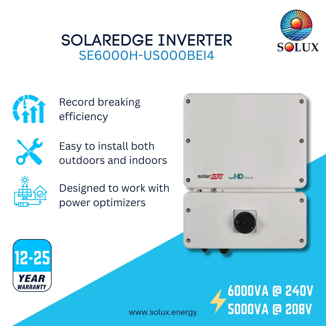 SolarEdge SE6000H-US Single Phase Inverter With RGM and Consumption Meter - SE6000H-US000BEI4