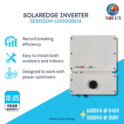 SolarEdge SE6000H-US Single Phase Inverter With RGM and Consumption Meter - SE6000H-US000BEI4