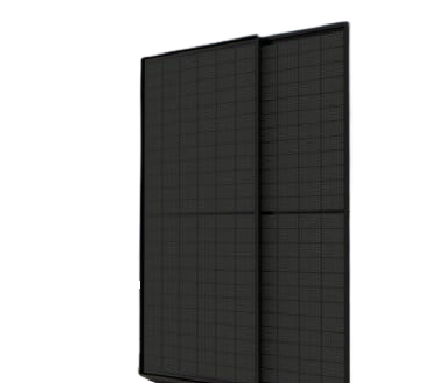 Two black solar panels on a white background