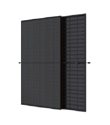 Two black solar panels on a white background
