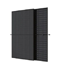Two black solar panels on a white background