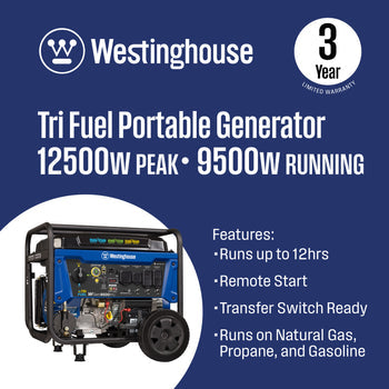 Westinghouse WGen9500TFc - 9500W Tri-Fuel Portable Generator