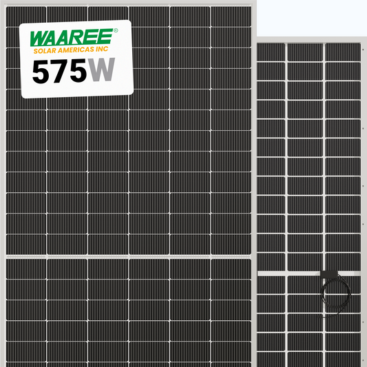 Waaree 575W Solar Panel 144 Cell N-Type Bifacial Dual Glass BIN-08-575 Assembled in USA Wholesale 33 panels per pallet