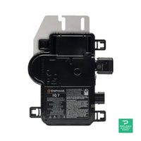 Front view of Enphase IQ8PLUS microinverter with label and branding visible