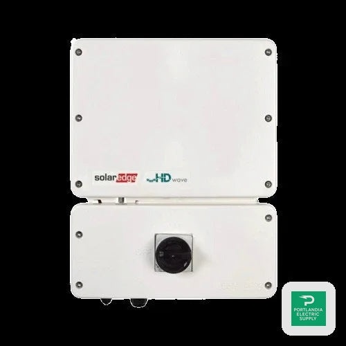 SolarEdge SE3800H-US inverter front view, white HD-Wave solar power equipment