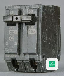 General ElectricÂ 2P20A 120/240 PLG-IN CB - THQL2120 — side angle