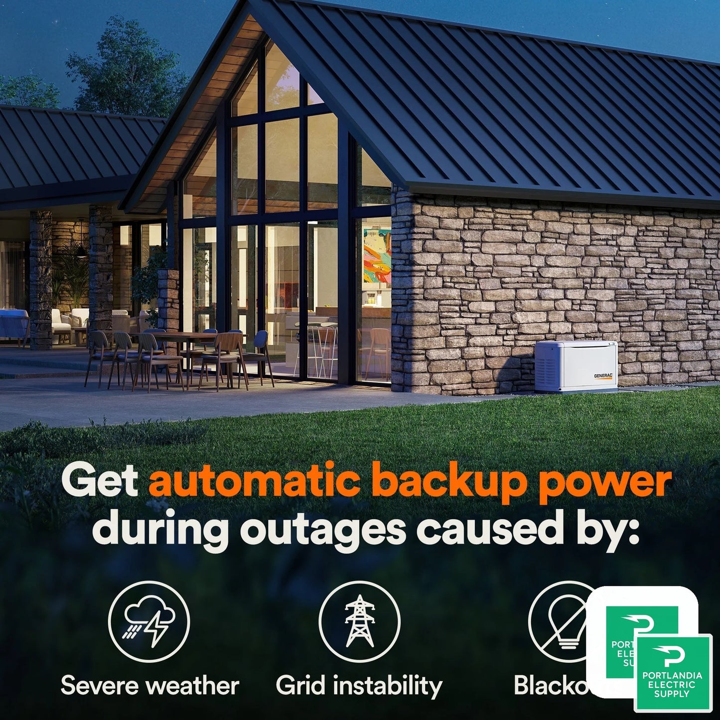 Generac Guardian 26Kw Home Backup Air-Cooled Gas Engine Generator in Aluminum Enclosure - G007290-0