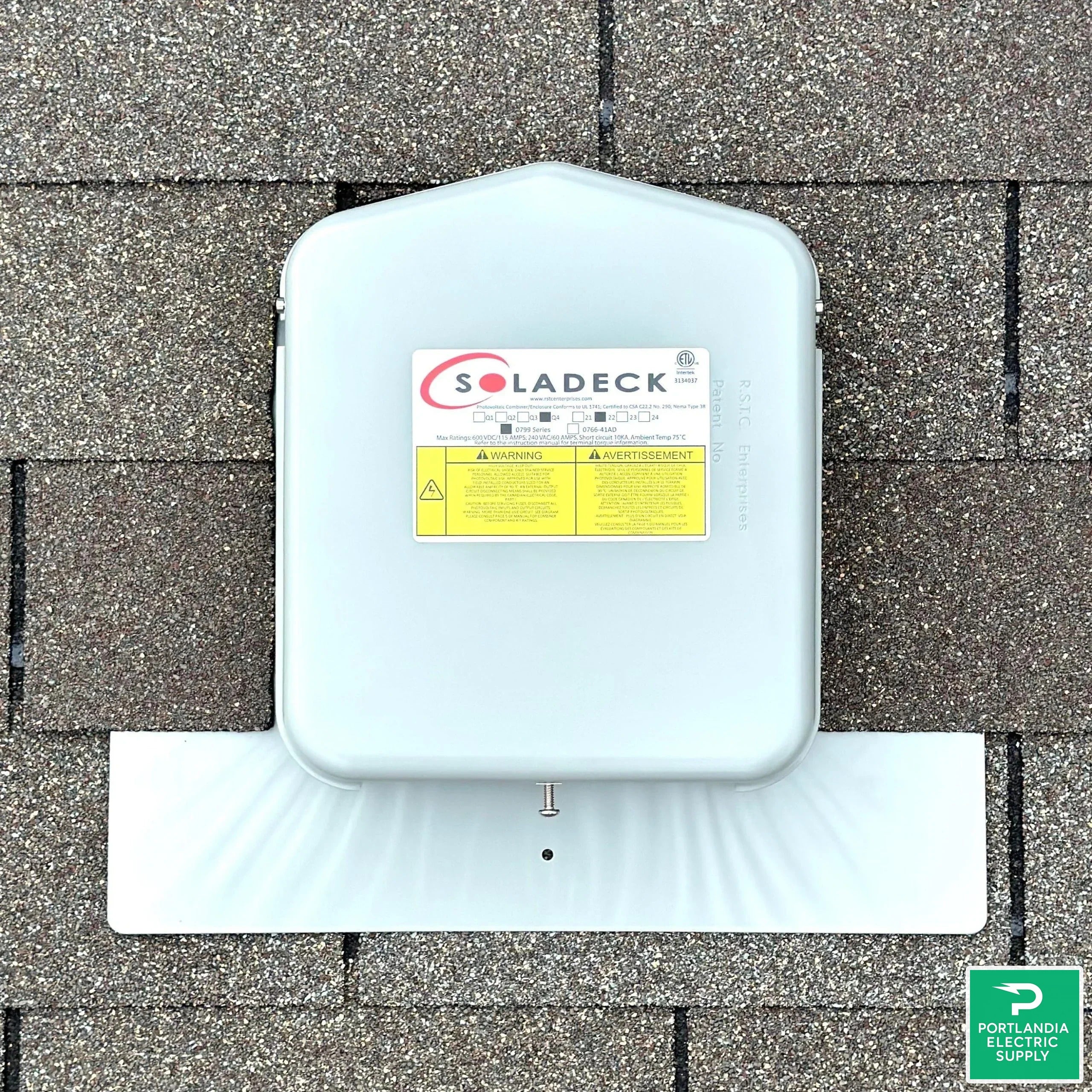 SolaDeck 600V Flashed Combiner/Passthrough Box Grey - SD-0799-5G