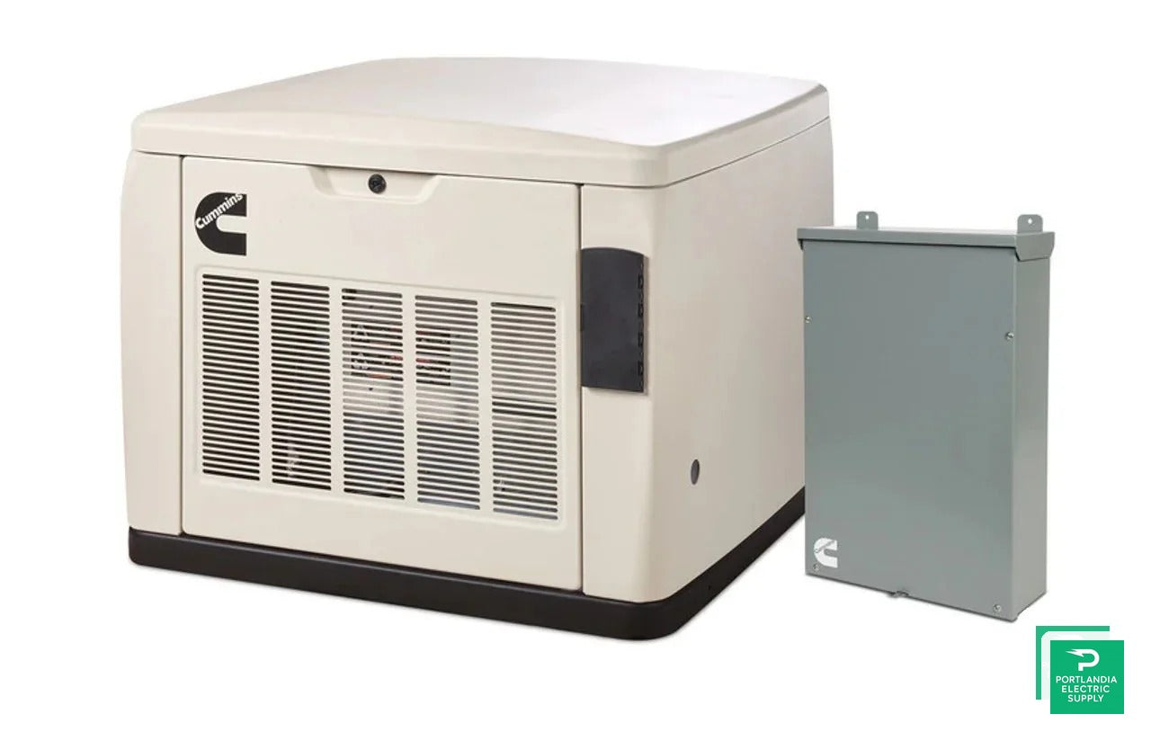 Cummins RS20AC - 20kW Quiet Connect Series 120/240V 1 Phase Air Cooled Standby Generator with 200A, SE, 3R ATS - A071Z402