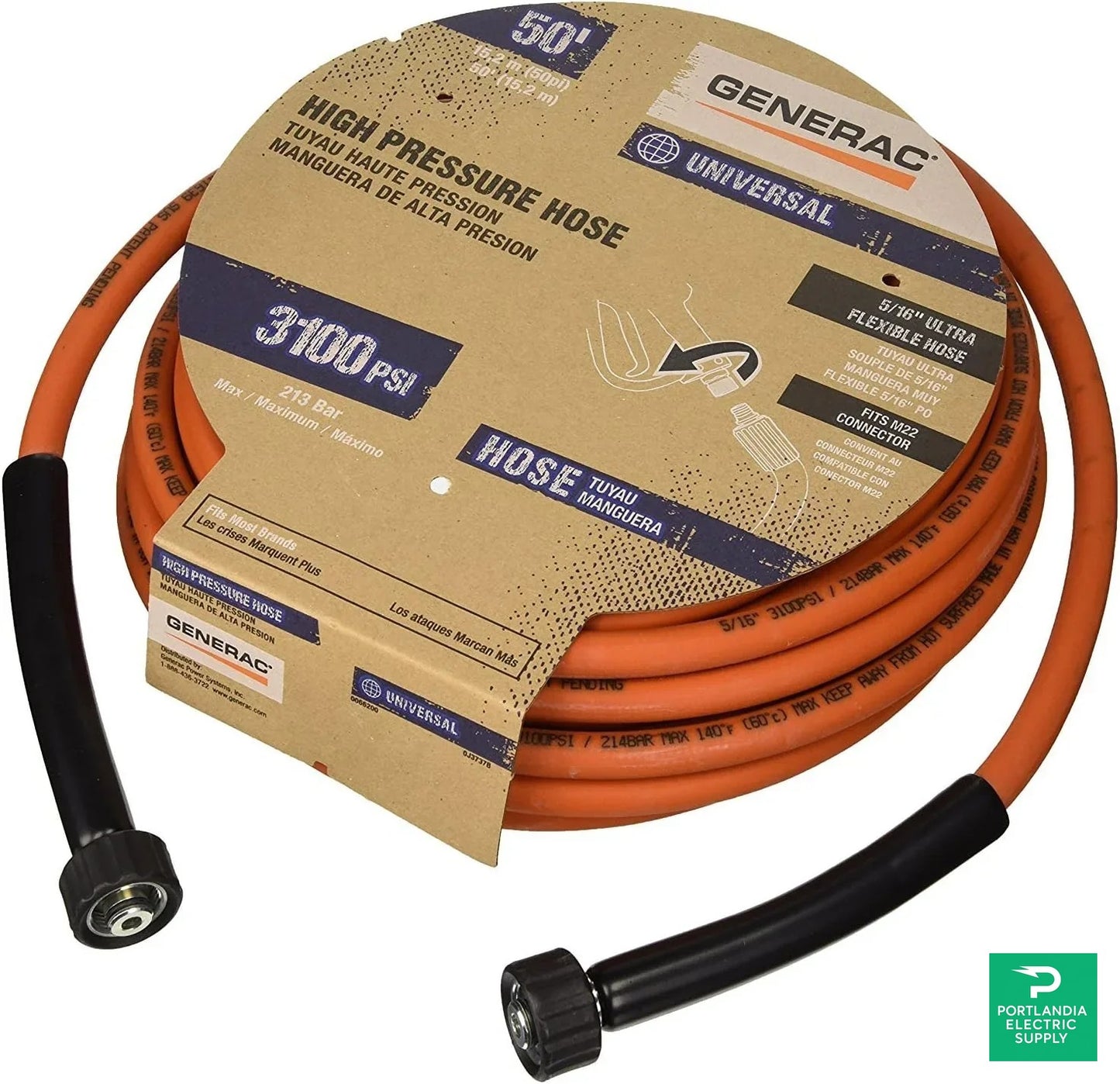 Generac 50' x 5/16"Orange Pressure Washer Hose - 6620