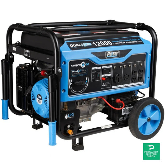 Pulsar Standard Series Dual Fuel Portable Generator - PG12000B — front view