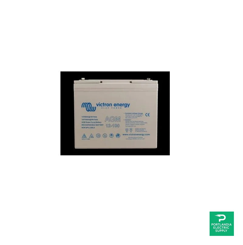 Victron 12V/100Ah AGM Super Cycle Battery (M6) - BAT412110081 — side angle